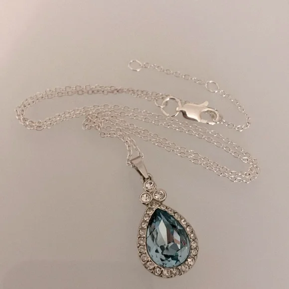 Givenchy Silver Necklace with Blue Teardrop Pendant - Picture 5 of 5